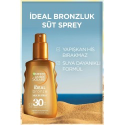 Garnier Ambre Solaire İdeal Bronze Milk Sprey Spf30+ - Bronzlaştırıcı Sprey - 150 ml