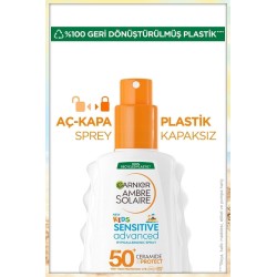 Garnier Ambre Solaire Kids Sensitive Advanced Sprey SPF 50+ - Çocuklar İçin Hassas Cilt Güneş Koruyucu Sprey - 150 ml