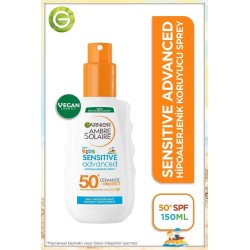 Garnier Ambre Solaire Kids Sensitive Advanced Sprey SPF 50+ - Çocuklar İçin Hassas Cilt Güneş Koruyucu Sprey - 150 ml