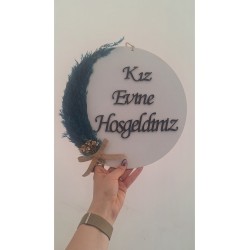 Ebruli Sanat Tasarım '' Kız Evine Hoşgeldiniz '' Kapı Süsü ( Yuvarlak )