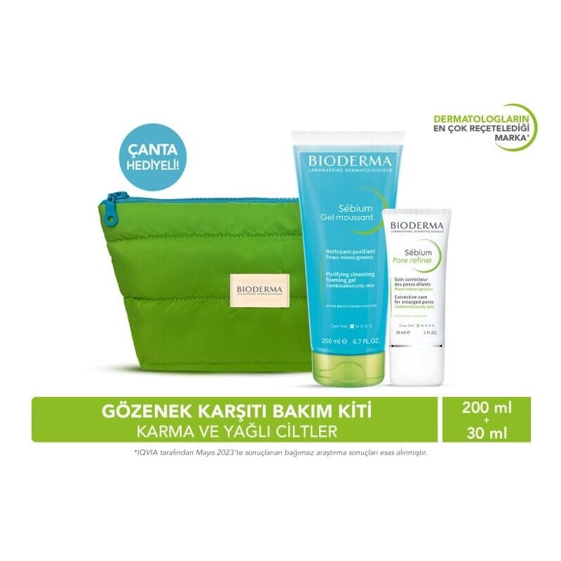 Bioderma Karma ve Yağlı Ciltler için Gözenek Karşıtı Bakım Kiti ( Çanta Hediyeli )