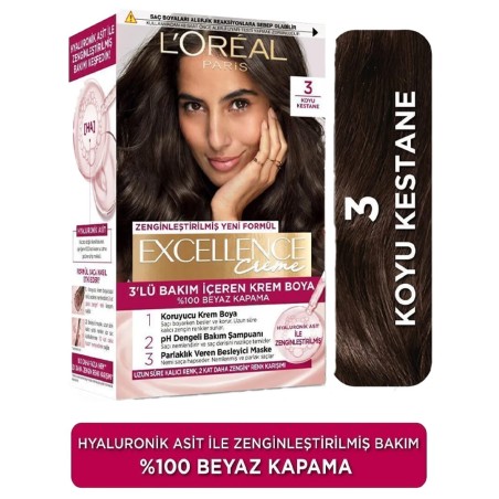 Loreal Paris Excellence Creme Saç Boyası 3 Koyu Kestane