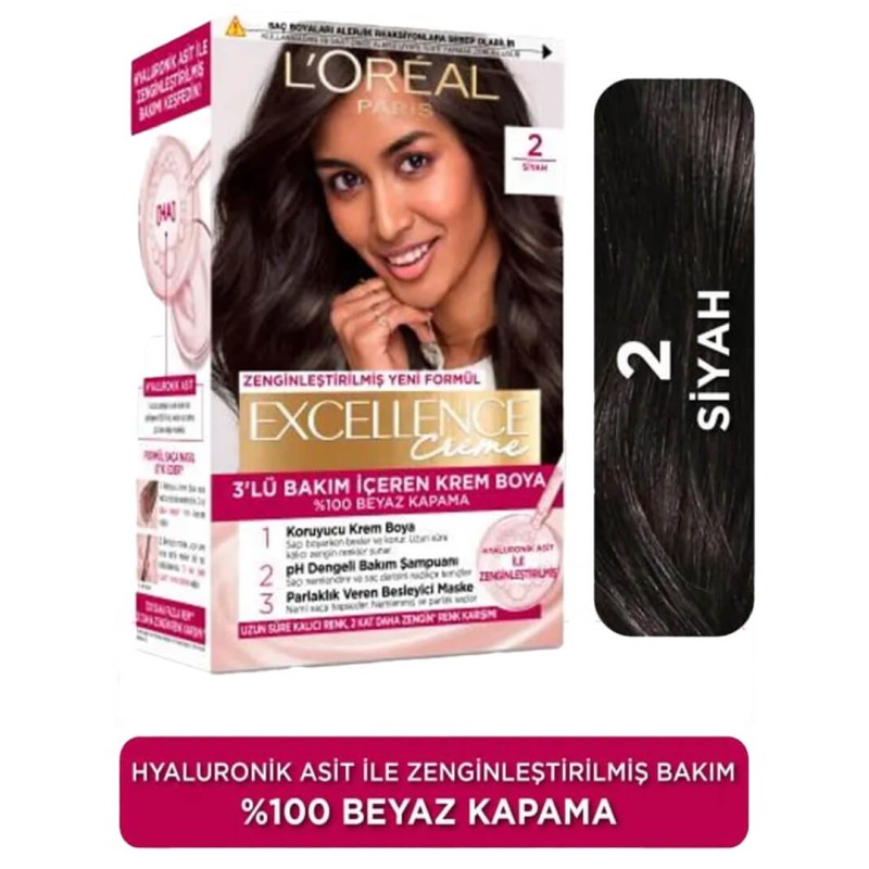 Loreal Paris Excellence Creme 2 Siyah Saç Boyası