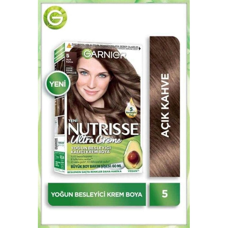 Garnier Nutrisse Ultra Creme 5 Açık Kahve Yoğun Besleyici Kalıcı Krem Boya