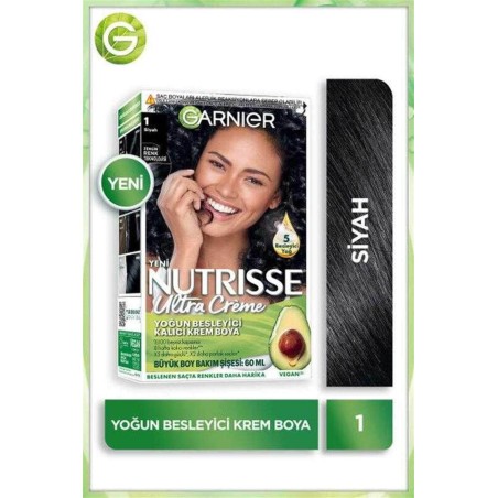 Garnier Nutrisse Ultra Creme 1 Siyah Yoğun Besleyici Kalıcı Krem Boya