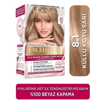 Loreal Paris Excellence Creme Saç Boyası 8.1 Koyu Sarı Küllü