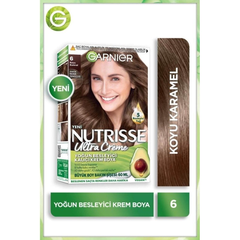 Garnier Nutrisse Yoğun Besleyici Kalıcı Krem Saç Boyası 6 Koyu Kumral