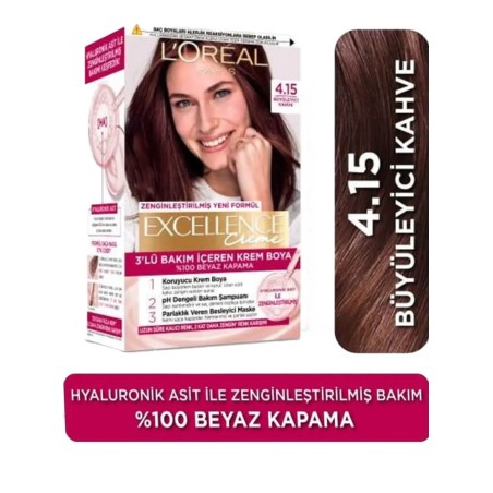 Loreal Paris Excellence Creme Saç Boyası 4.15 Büyüleyici Kahve