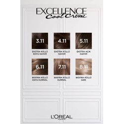 Loreal Paris Excellence Cool Creme Saç Boyası – 5.11 Ekstra Küllü Açık Kahve