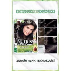 Garnier Nutrisse Yoğun Besleyici Kalıcı Krem Saç Boyası 3 Koyu Kahve