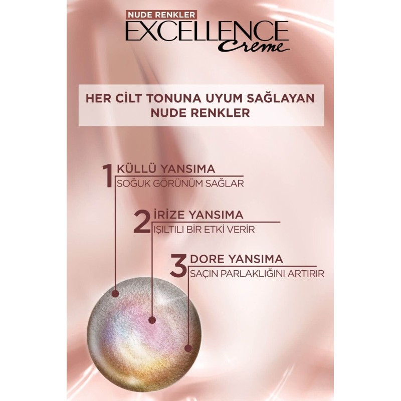 Loreal Paris Excellence Creme Nude Renkler Saç Boyası – 8u Nude Koyu Sarı