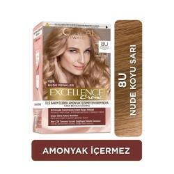 Loreal Paris Excellence Creme Nude Renkler Saç Boyası – 8u Nude Koyu Sarı