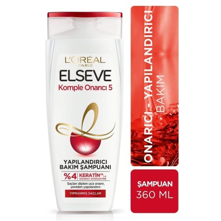 Loreal Paris Elseve Komple Onarıcı 5 Yıpranmış Saçlar Için Keratinxs Içeren Yapılandırıcı Bakım Şampuanı 360 ml