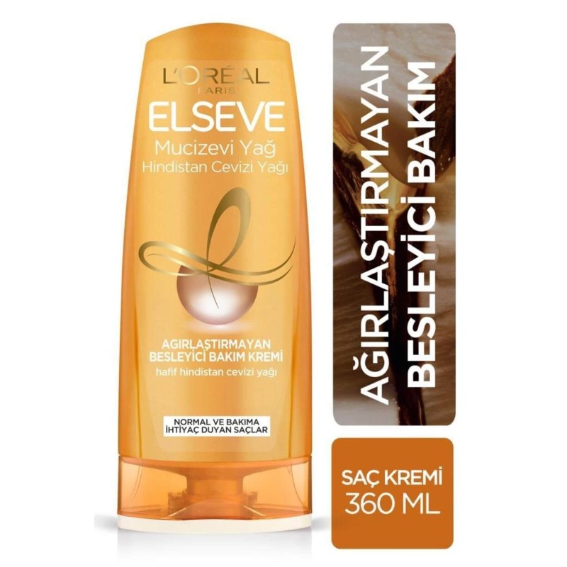 Loreal Paris Elseve Mucizevi Hindistan Cevizi Yağı Ağırlaştırmayan Besleyici Bakım Kremi 360 ml