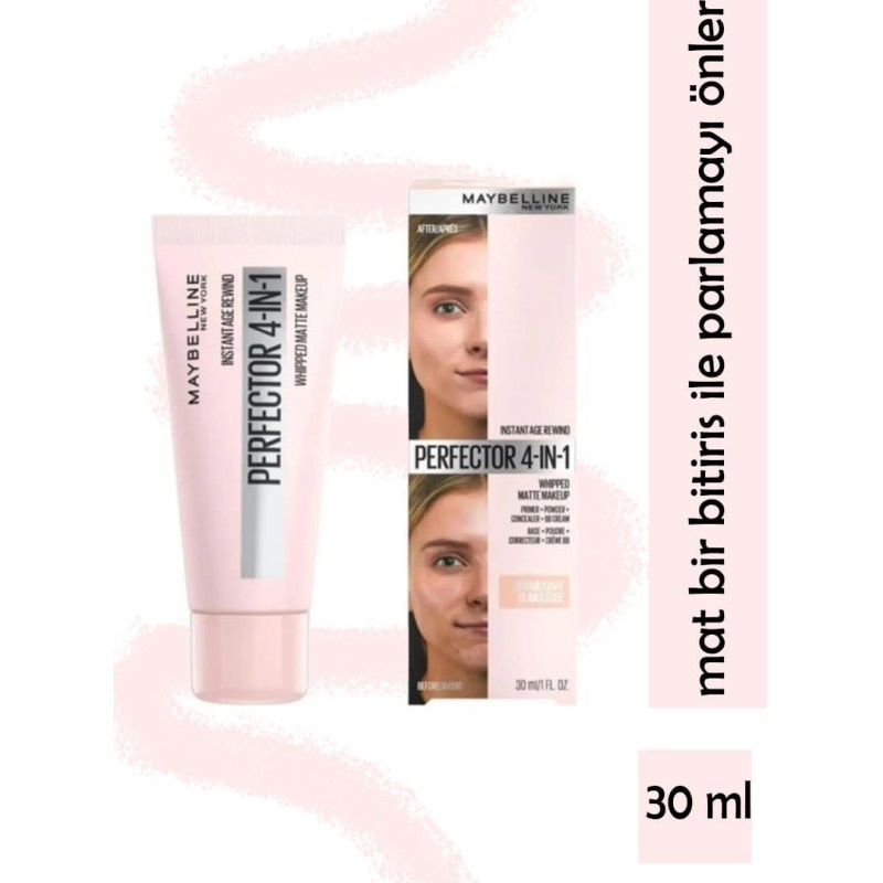 Maybelline New York Perfector 4in1 Matte Makeup 01 Light Claire Fondöten