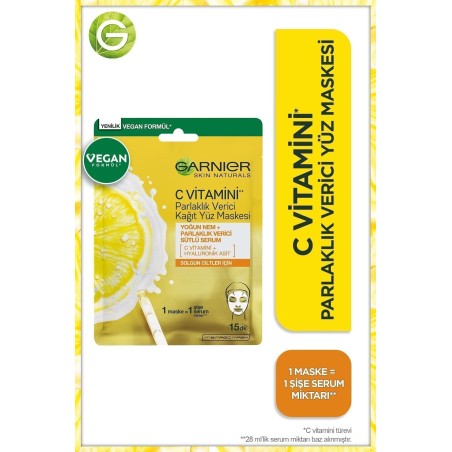 Garnier C Vitamini Parlaklık Verici Kağıt Yüz Maskesi 28 gr