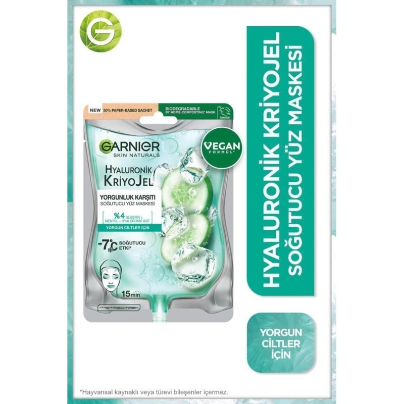 Garnier Hyaluronik Kriyojel Yorgunluk Karşıtı Soğutucu Yüz Maskesi 27 gr
