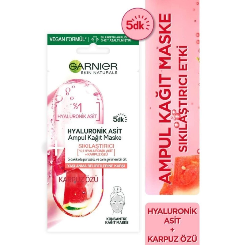 Garnier Hyaluronik Asit Sıkılaştırıcı Ampul Kağıt Yüz Maskesi 15 gr