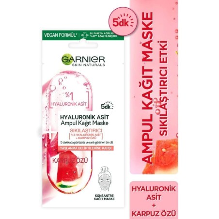 Garnier Hyaluronik Asit Sıkılaştırıcı Ampul Kağıt Yüz Maskesi 15 gr