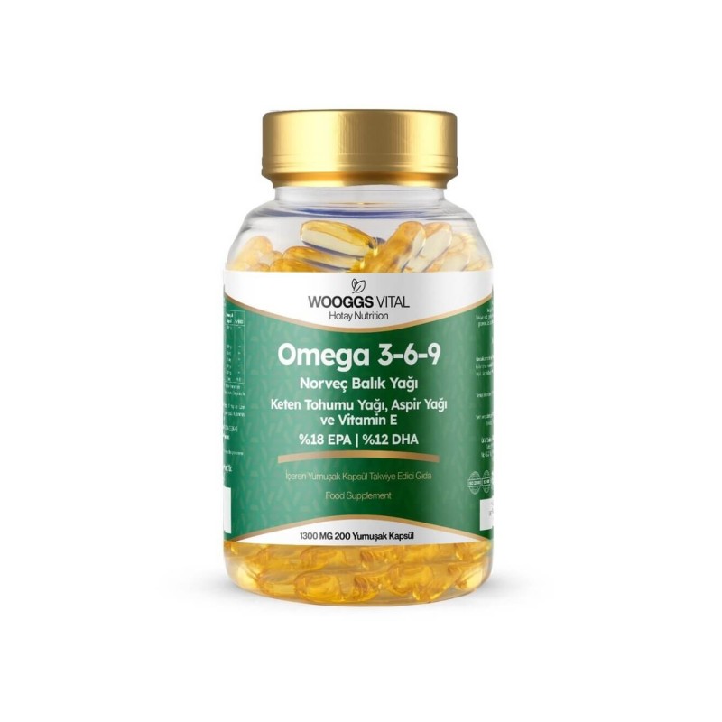 Wooggs Vital Omega 3-6-9 Takviye Edici Gıda 1300mg 200 Yumuşak Kapsül