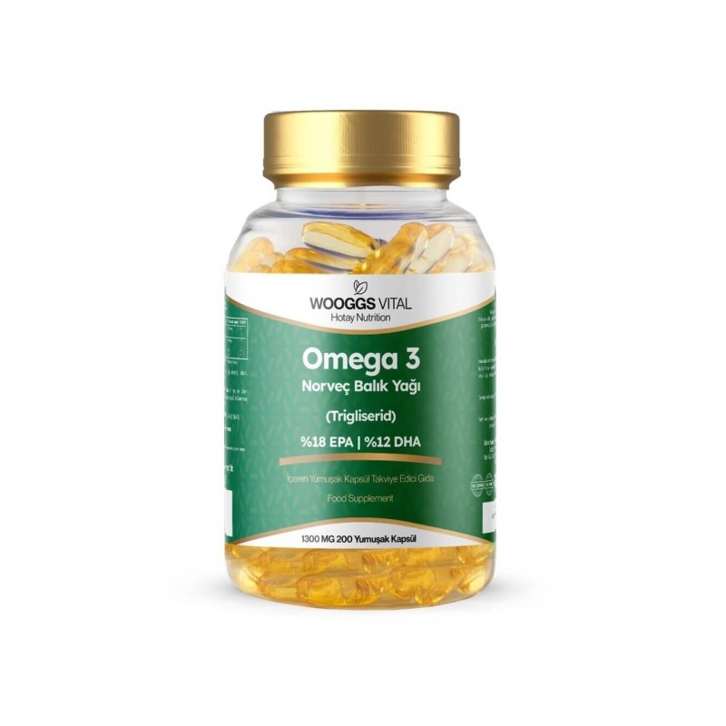 Wooggs Vital Omega 3 İçeren Takviye Edici Gıda 1300mg 200 Yumuşak Kapsül