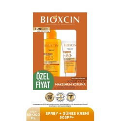Bioxcin Sun Care Spf 50 Yüz Güneş Kremi 50 ml Kuru ve Normal Cilt + Vücut Güneş Spreyi 200 ml