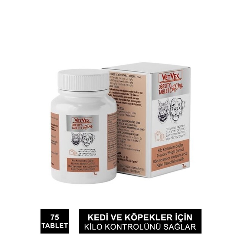 Outlet - VetVex Obesity Kedi ve Köpek Kilo Kontrolü 75 Tablet
