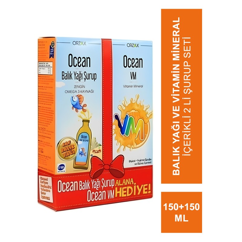 Ocean Orange Portakal Aromalı Balık Yağı Şurup 150ml + Ocean VM Şurup 150ml