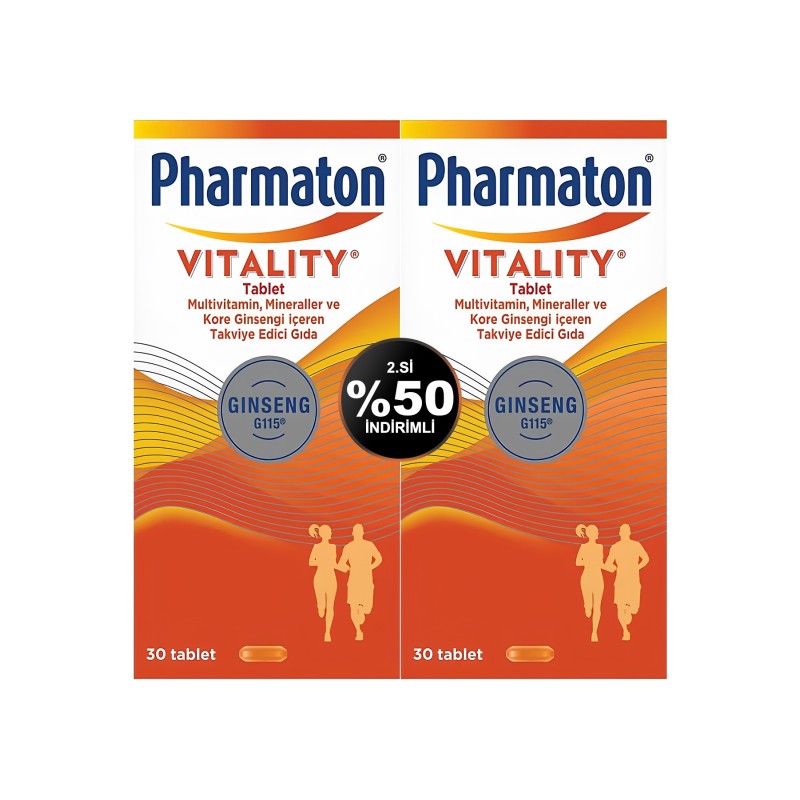 Pharmaton Vitality Multivitamin 2x30 Tablet - 2.si %50 İndirimli Pharmaton Vitality Multivitamin 2x30 Tablet - 2.si %50 İndirimli