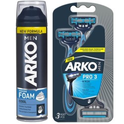 Arko Men Shaving Foam Tıraş Köpüğü 200ml - Arko Men Pro 3 Tıraş Bıçağı Set