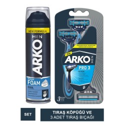 Arko Men Shaving Foam Tıraş Köpüğü 200ml - Arko Men Pro 3 Tıraş Bıçağı Set