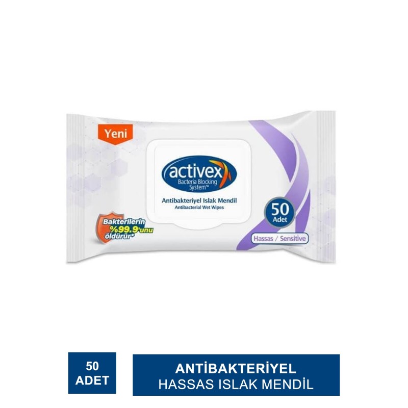 Activex Antibakteriyel Hassas Islak Mendil 50 Adet