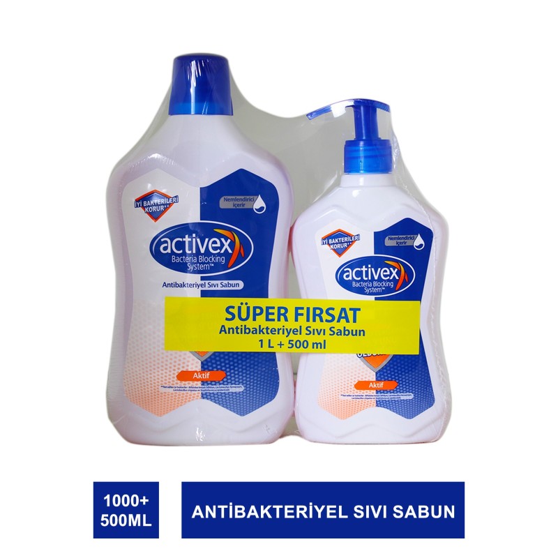Activex Antibakteriyel Sıvı Sabun Aktif 1000 + 500 Ml