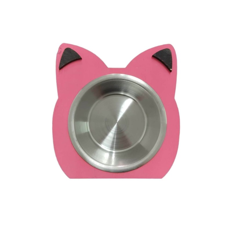 Kedi, Pati Figürlü Mama ve Su Kabı Tekli