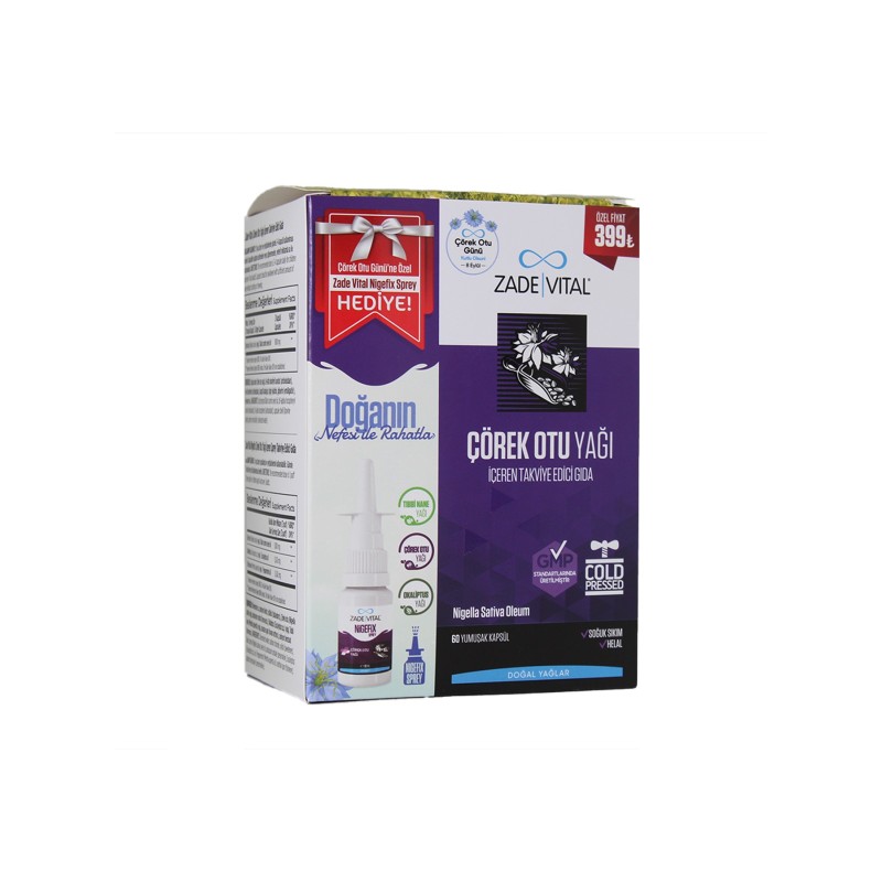 Zade Vital Çörek Otu Yağı 60 Kapsül + Nigefix Sprey 10ml
