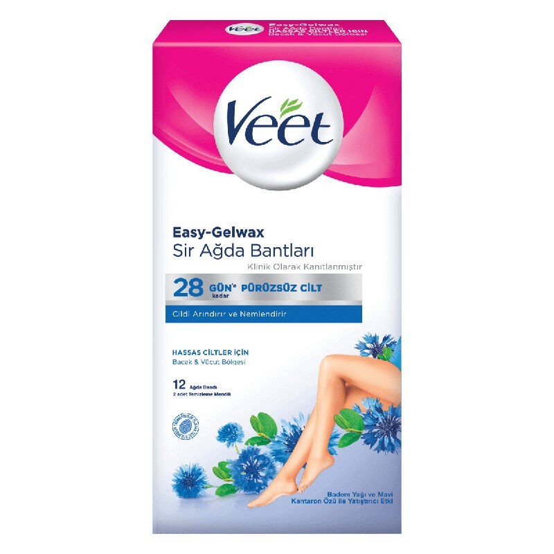 Veet Easy-Gelwax Hassas Cilt 12'li Sir Ağda Bantları