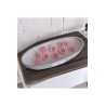 Ebruli Sanat Tasarım %100 Soya Wax Beton Döküm Sunum İçinde Beyaz Mum Üstünde Pembe Çiçek Mumlar