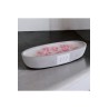 Ebruli Sanat Tasarım %100 Soya Wax Beton Döküm Sunum İçinde Beyaz Mum Üstünde Pembe Çiçek Mumlar