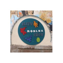 Ebruli Sanat Tasarım Roblox Temalı Özel Tasarım Ahşap El Boyaması Çocuk Odası Kapı Süsü