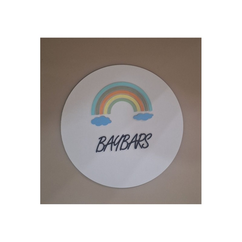 Ebruli Sanat Tasarım Rainbow Desenli Özel Tasarım Çocuk Odası Kapı Süsü Ve Duvar Süsü