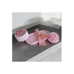Ebruli Sanat Tasarım 3’lü Set Pembe Beton Döküm ve Soya Wax Mum Seti