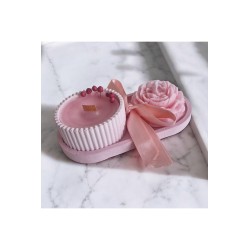 Ebruli Sanat Tasarım 3’lü Set Pembe Beton Döküm ve Soya Wax Mum Seti