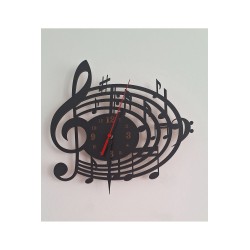 Ebruli Sanat Tasarım Özel Tasarım Duvar Saati Müzik Sol Anahtarı