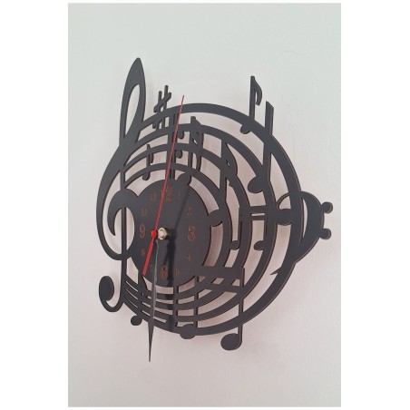 Ebruli Sanat Tasarım Özel Tasarım Duvar Saati Müzik Sol Anahtarı
