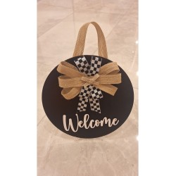 Ebruli Sanat Tasarım Welcome Özel Tasarım Kurdele Detaylı Kapı Süsü
