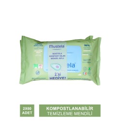 Mustela Compostable Cleansing Wipes - Kompostlanabilir Temizleme Mendili - 2 x 60 Adet