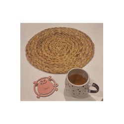 Ebruli Sanat Tasarım 6’lı Set Pembe Ahşap Bardak Altlığı Kedili