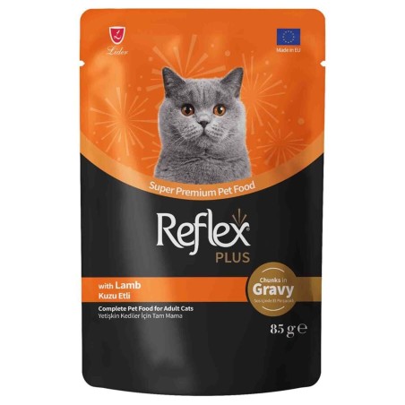 Reflex Plus Sos İçinde Et Parçacıklı Kuzu Etli Yetişkin Kedi Maması 85 G