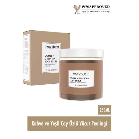 Maruderm Body Scrub Kahve + Yeşil Çay Özlü Vücut Peelingi | BHA + Jojoba Yağı 250 ML