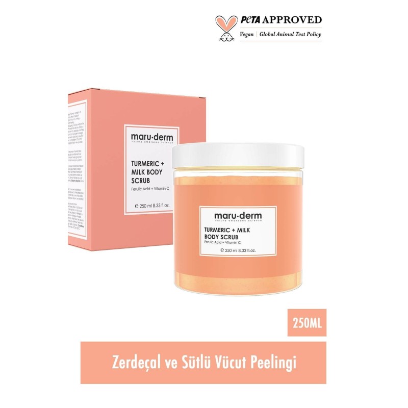 Maruderm Body Scrub | Zerdeçal + Süt Vücut Peelingi | C Vitamini + Ferulik Asit 250 ML